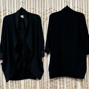 Wilfred Aritzia Black Open Draped Contemporary Work Professional Blazer Jacket